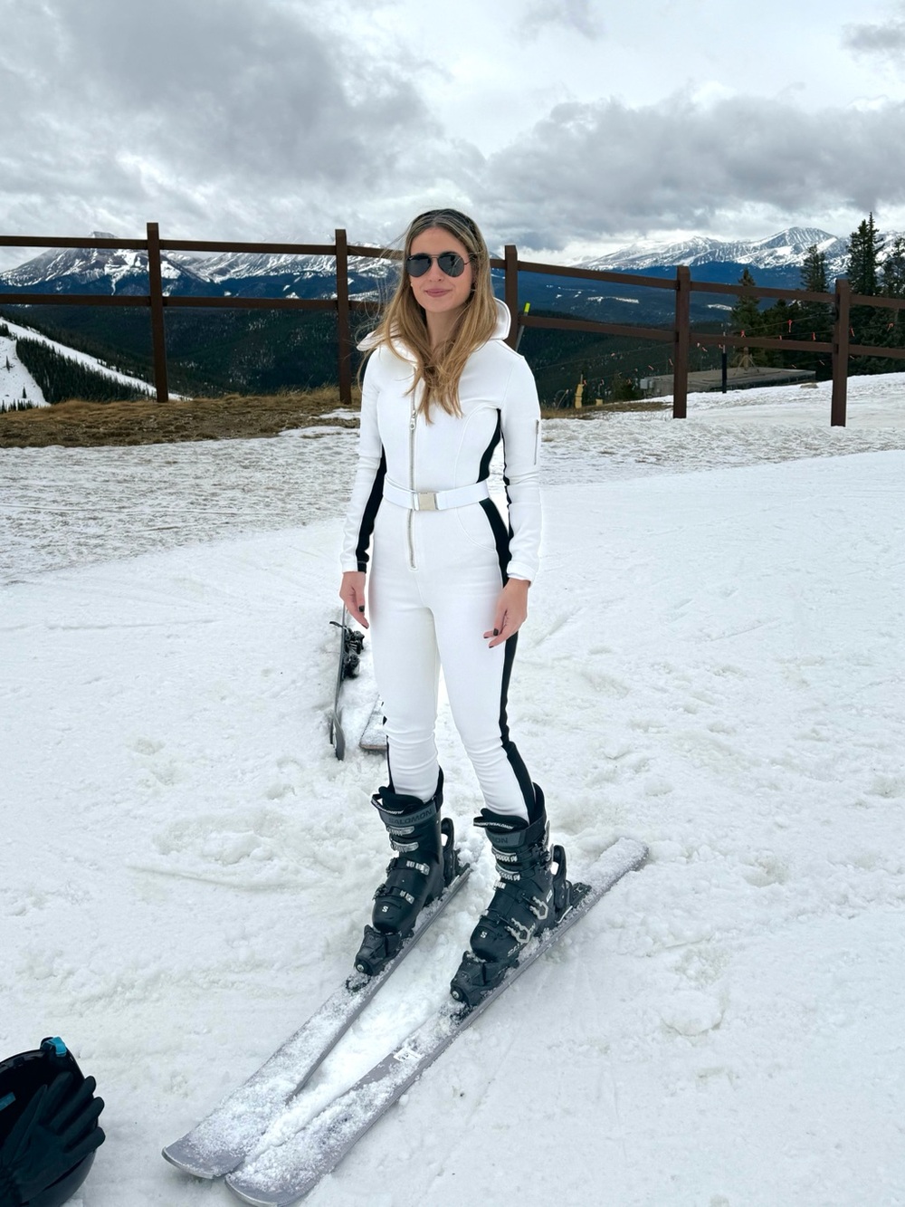 White Women’s Ski Jumpsuit with Black Side Panels